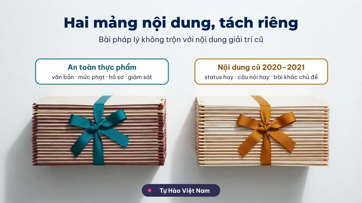 Hai mảng nội dung trên Tự Hào Việt Nam: an toàn thực phẩm và nội dung cũ